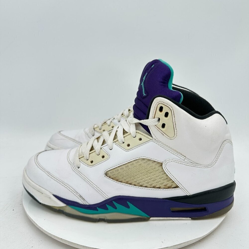 Nike Air Jordan 5 Retro Men Size 10 136027-108 White Emerald Grape Shoes